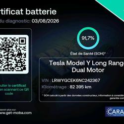 Tesla Model Y Long Range SOH 91% 1 &egrave;re Main TVA r&eacute;cup&eacute;rable Gaillac