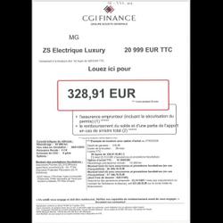 MG ZS EV 156ch - 70kWh Luxury Li&eacute;vin